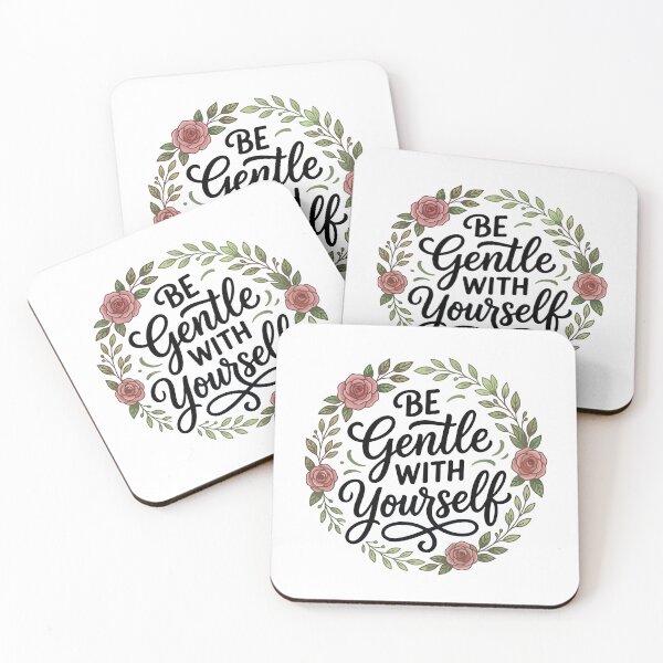Item preview, Be Gentle With Yourself Rose Wreath Lettering designed and sold by AIG - Andrei Ilie Graphics.