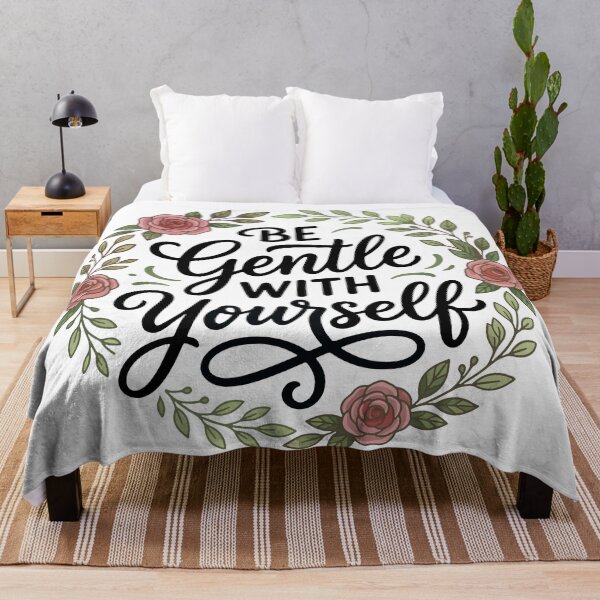 Item preview, Be Gentle With Yourself Rose Wreath Lettering designed and sold by AIG - Andrei Ilie Graphics.