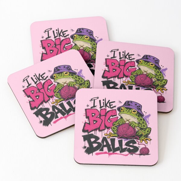 Item preview, I Like Big Balls Cool Purple Hat Knitting Frog Art | Graffiti Yarn Toad Craft Gift designed and sold by illeN-Art-World.