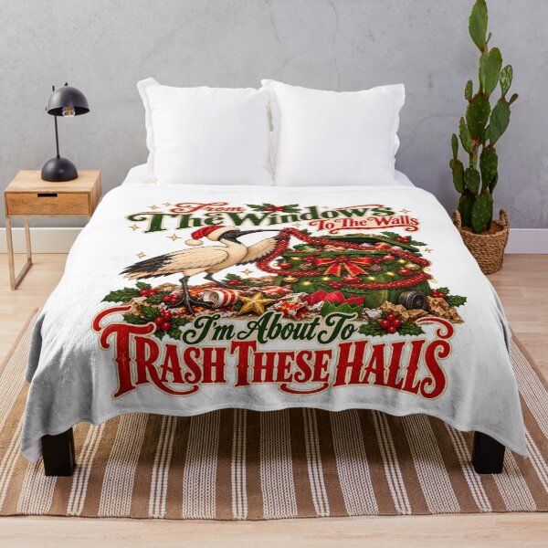 Item preview, From The Windows To The Walls I'm About To Trash These Halls - Funny Christmas Bin Chicken Ibis designed and sold by Neurospicy Trolls.