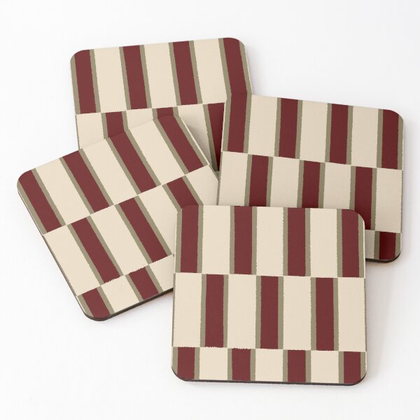 Item preview, Triple stripes block print - moss green maroon and beige  designed and sold by moteemade.