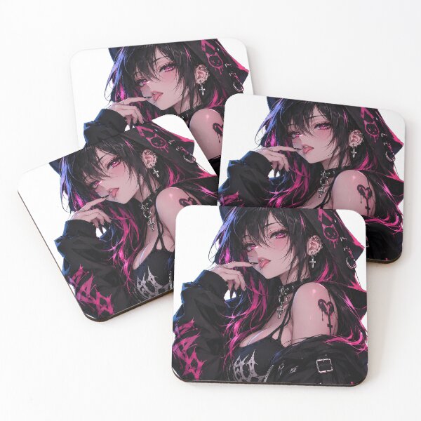 Item preview, Neon Cyber Goth Cat Girl – Pink Black Anime E-Girl designed and sold by AnimDream .