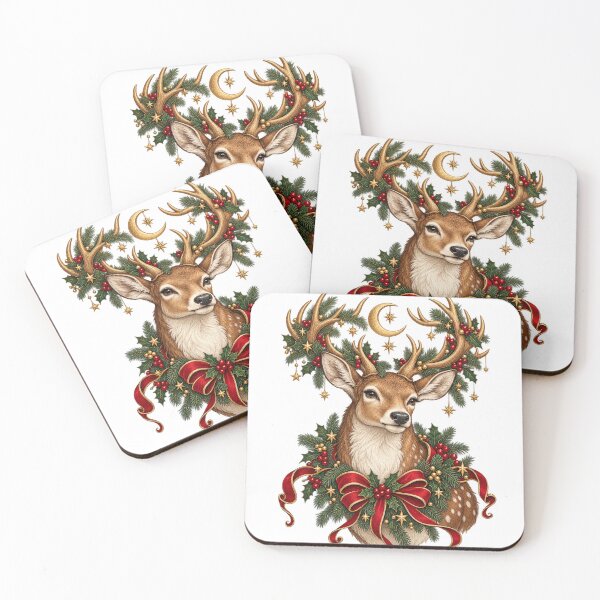 Item preview, Celestial Christmas Deer with Evergreen Star Antlers designed and sold by NewAgeNexus.