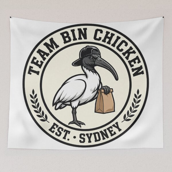 Item preview, Team Bin Chicken Sydney Funny Aussie Ibis Badge designed and sold by Yellowriversss.