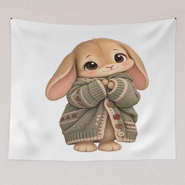 Item preview, Cozy Sage Cardigan Bunny Art designed and sold by ToonyTeez.