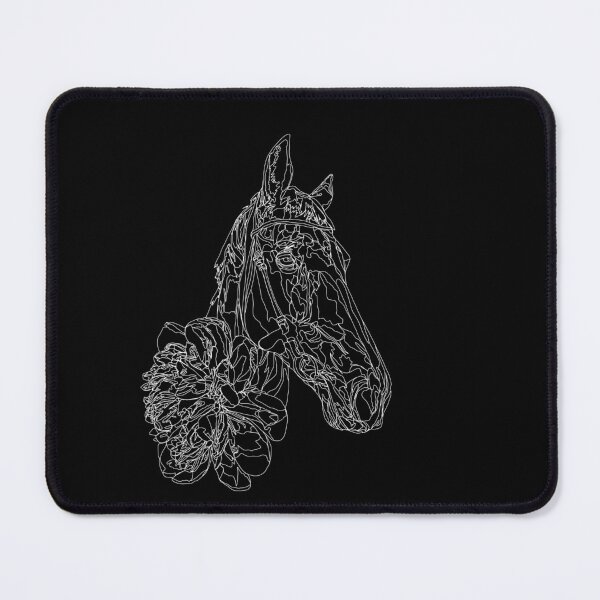 Item preview, White Horse Portrait with Peonies Elegant Line Art for Dark Products designed and sold by TatianaEleonor.