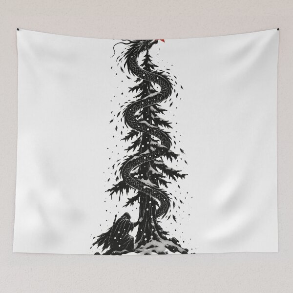 Item preview, Ink Dragon Christmas Tree Dark Winter Art designed and sold by codex401.