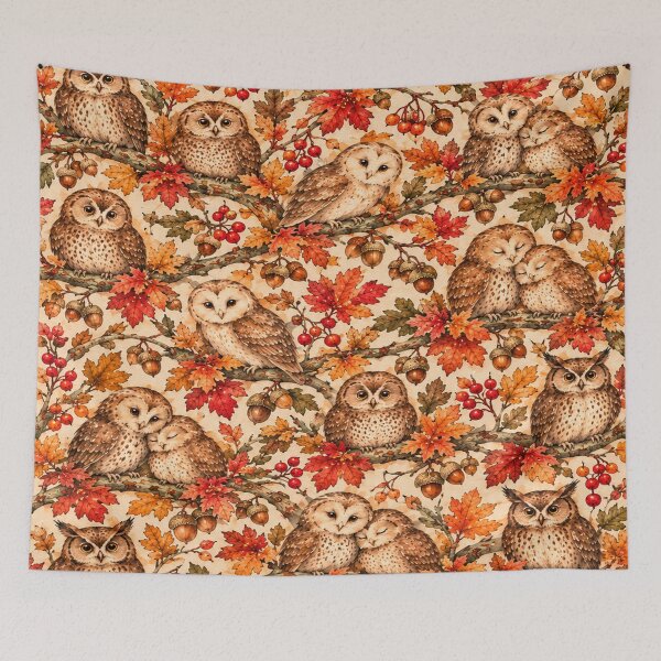 Item preview, Owls Perched on Autumn Branches designed and sold by mycute-stickers.