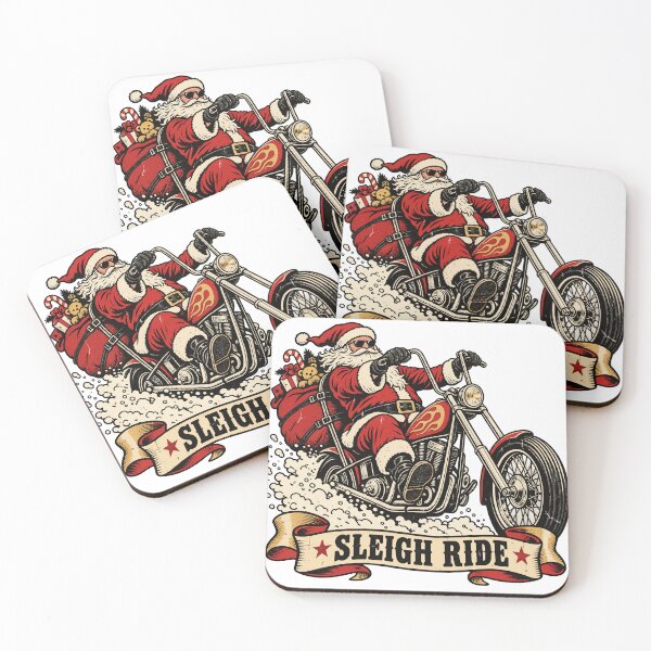 Item preview, Biker Santa Sleigh Ride Vintage Christmas Motorcycle designed and sold by codex401.