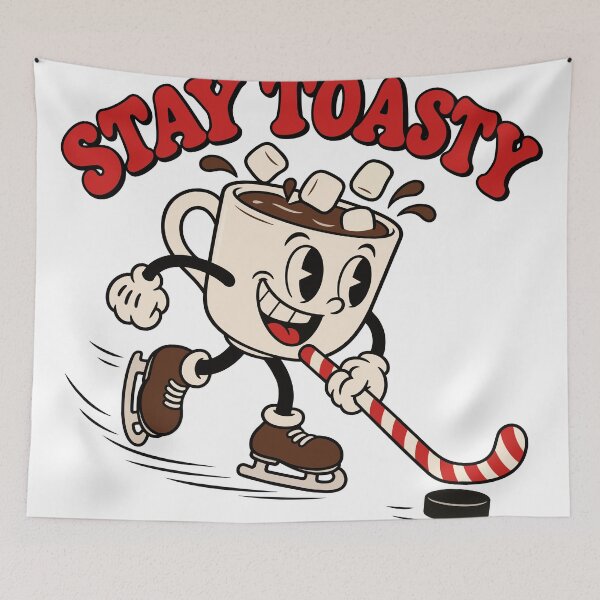 Item preview, Stay Toasty Hot Cocoa Hockey Retro Cartoon designed and sold by codex401.