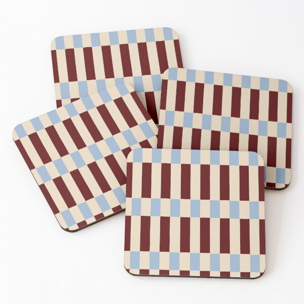 Item preview, Stripes block print - light blue maroon and beige designed and sold by moteemade.