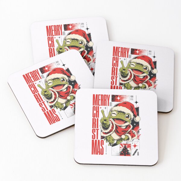 Item preview, Merry Christmas Anime Frog Art | Cute Santa Suit Toad Peace Sign Manga Poster Gift designed and sold by illeN-Art-World.