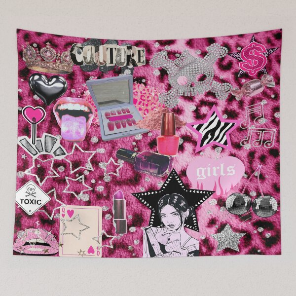 Item preview, McBling Y2K Pink Leopard Rhinestone Skull Aesthetic Collage Graphic designed and sold by Side By Side Studio.