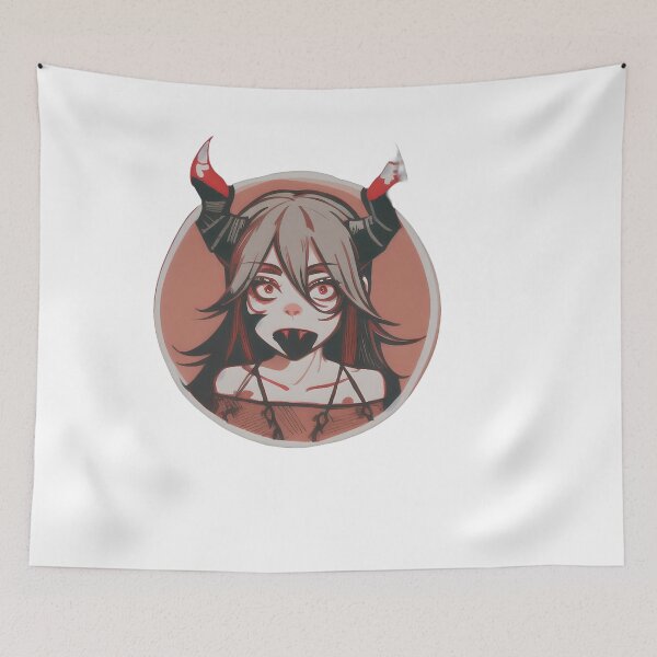 Item preview, Mischievous Grey Horned Girl designed and sold by For-Cat Studio.
