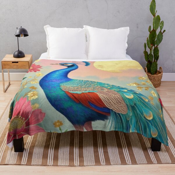 Item preview, Pastel Peacock & Golden Sun – Elegant Peacock Art designed and sold by PeacefulD-signs.