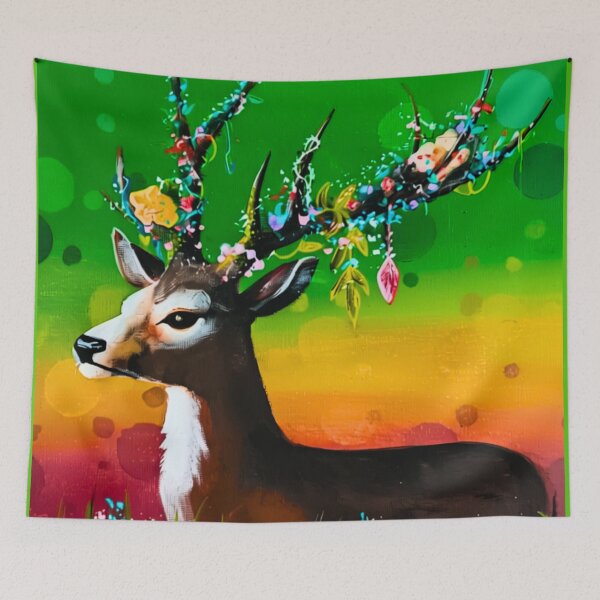 Item preview, Enchanted Floral Deer designed and sold by ArtistsAtticWI.