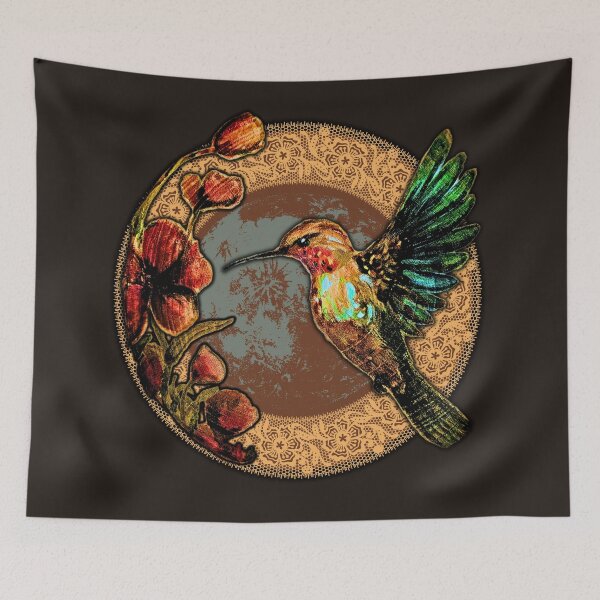 Item preview, Vintage Botanical Hummingbird Collage Art designed and sold by ArtistsAtticWI.
