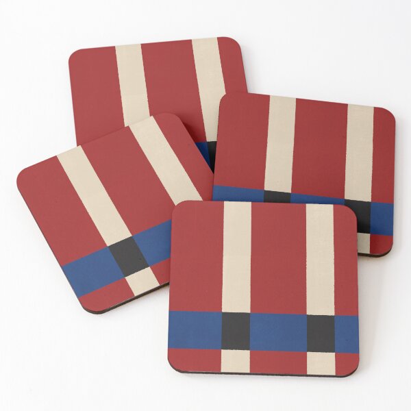 Item preview, Stripes and boxes block print - red blue and black designed and sold by moteemade.