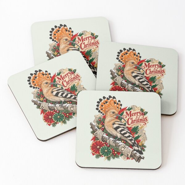 Item preview, Hoopoe displays its crest among printed Christmas decorations designed and sold by Honu2025.