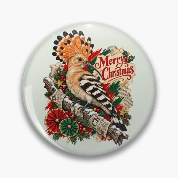 Item preview, Hoopoe displays its crest among printed Christmas decorations designed and sold by Honu2025.