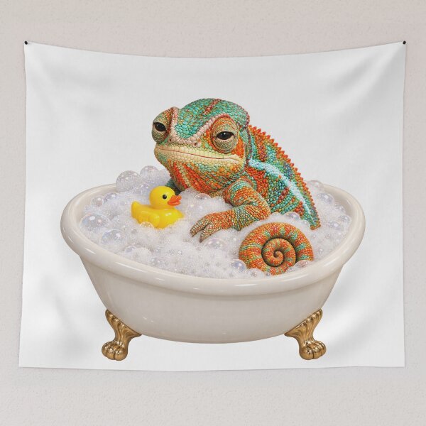 Item preview, Charming Panther Chameleon Bathtub designed and sold by Sillytoe.