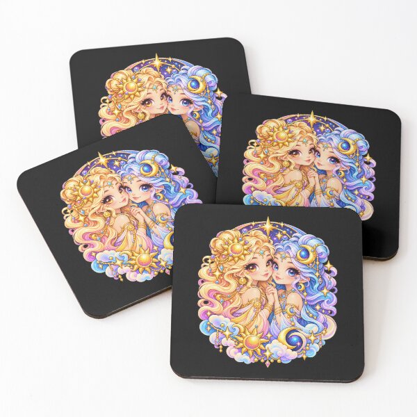 Item preview, Sunbeam & Moonlight Twins – Cute Kawaii Gemini Zodiac designed and sold by RockitBaby.