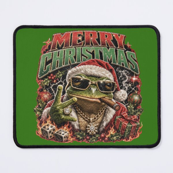 Item preview, Merry Christmas Cool Frog Art | 90s Bootleg Santa Toad Cigar Sunglasses Gift designed and sold by illeN-Art-World.