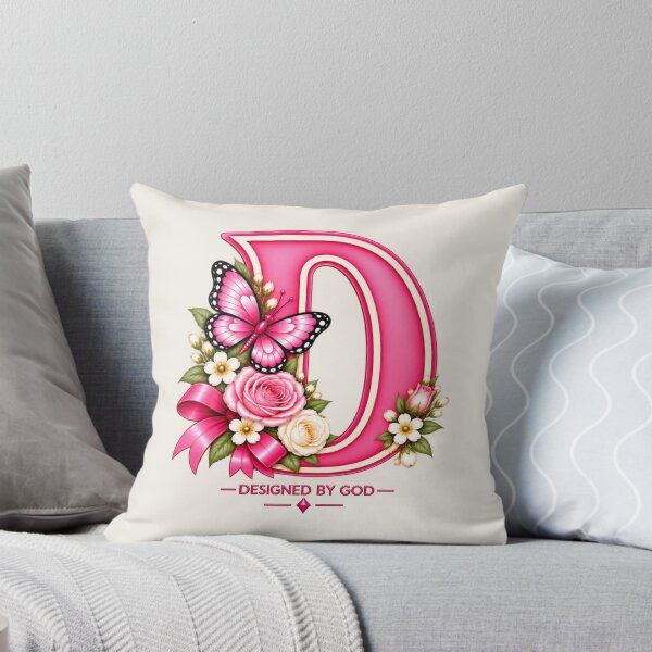 Item preview, Designed By God Letter D – Fuchsia Pink Butterfly Christian Floral Monogram designed and sold by HO•Designs.