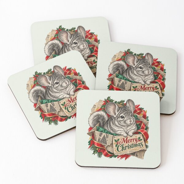Item preview, Chinchilla explores Christmas ribbons inside printed boxes designed and sold by Honu2025.