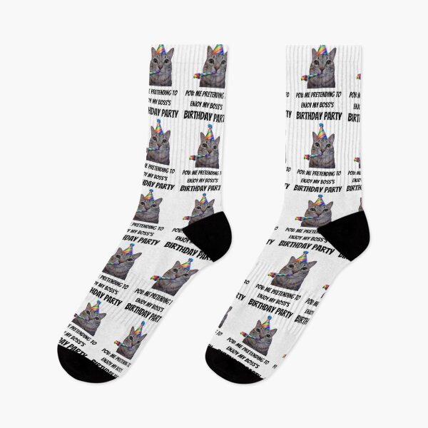 Item preview, Funny Cat Birthday Party Meme – Pretending to Enjoy My Boss's Birthday | Sarcastic Office Humor designed and sold by Kruti Collection.