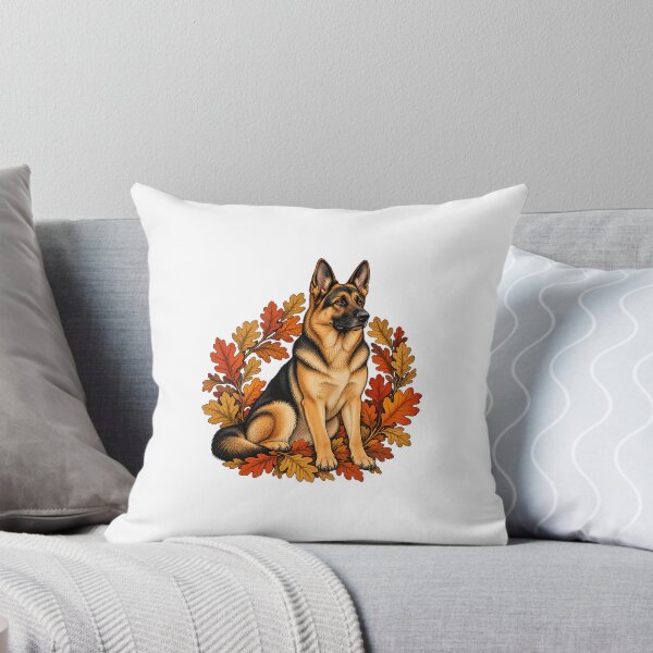 Item preview, German Shepherd in Autumn Leaf Wreath designed and sold by BYMK.