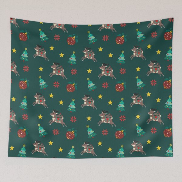 Item preview, Happy Reindeer Christmas Seamless Pattern designed and sold by IvysCreativityHouse.