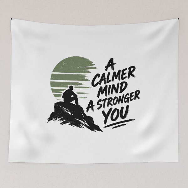 Item preview, A Calmer Mind A Stronger You Mindfulness Motivational Quote designed and sold by Aurevella.