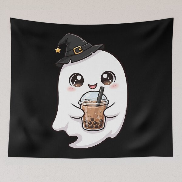 Item preview, Cute Ghost Boba Tea Witch Hat Halloween designed and sold by Cyber Gold Studio.