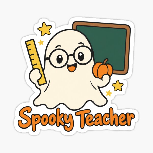 Item preview, Spooky Teacher Ghost Glasses Ruler Pumpkin designed and sold by Inkworksbyshery.