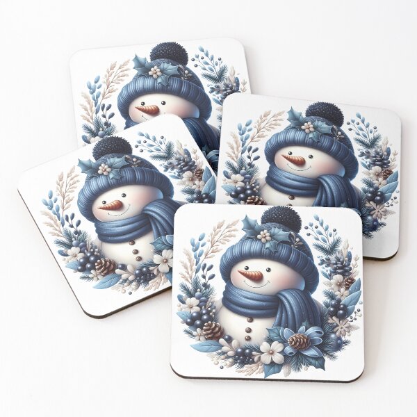 Item preview, Cozy Blue Snowman with Winter Florals designed and sold by Pattern Arbor .