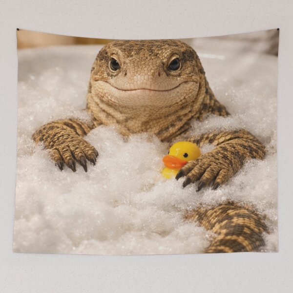 Item preview, Relaxed Savannah Monitor Bubble Bath designed and sold by Sillytoe.