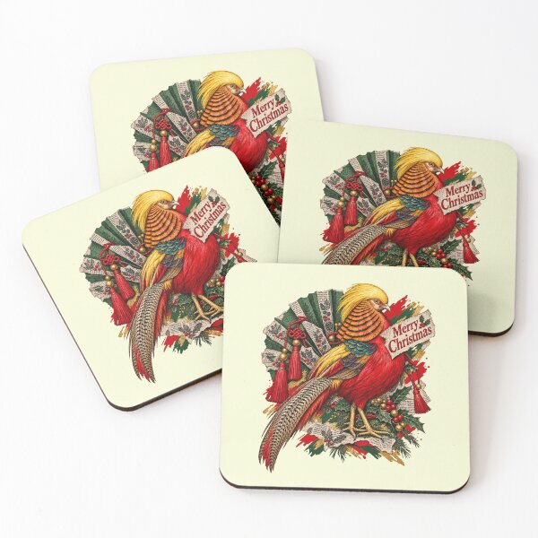 Item preview, Golden pheasant lights up December with feathers and newspaper designed and sold by Honu2025.