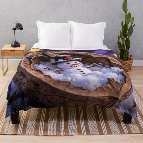 Item preview, Cute Snowman in Walnut Shell with Snow. designed and sold by Deepsleepstudio.