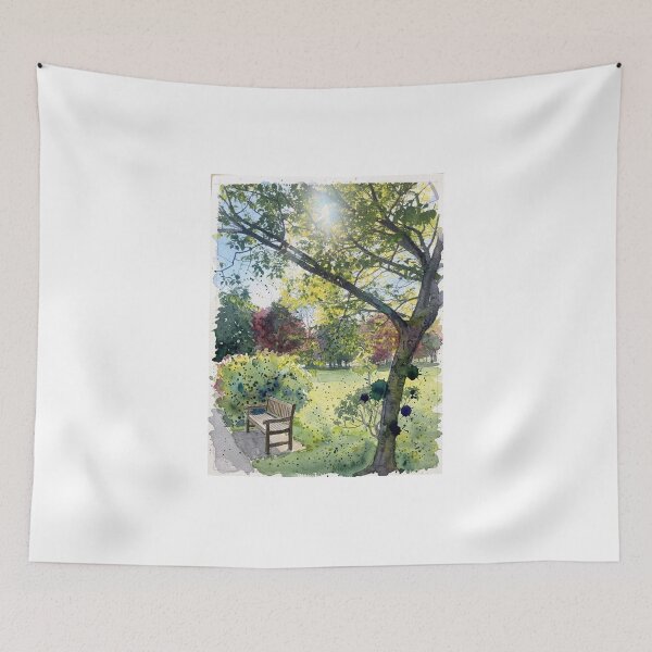 Item preview, Calm Park Bench under Dappled Light designed and sold by Astute-Artio-Photography.