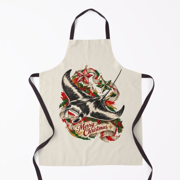 Item preview, Manta ray navigates among Christmas stars and printed currents designed and sold by TaruHonu.