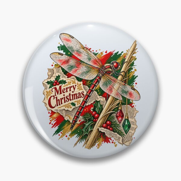 Item preview, Dragonfly illuminates December among festive reeds and daily designed and sold by TaruHonu.