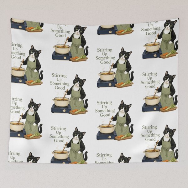Item preview, Tuxedo Cooking Cat – Stirring Up Something Good designed and sold by PurrBloom Studio.