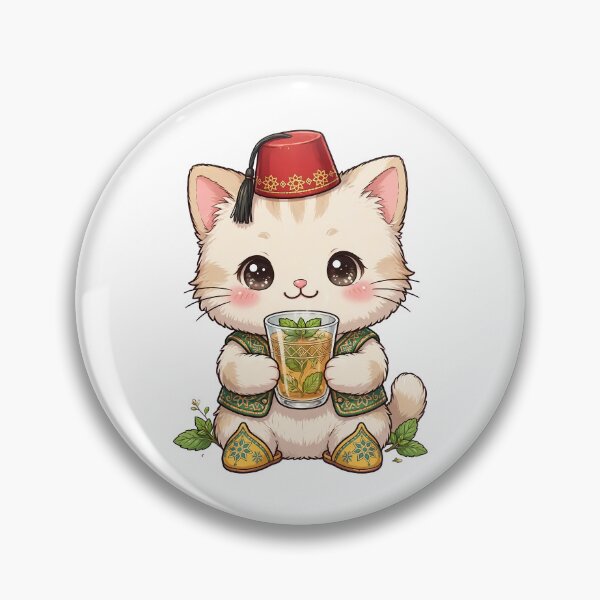 Item preview, Cute Moroccan Cat Fez Mint Tea Babouche designed and sold by Cyber Gold Studio.