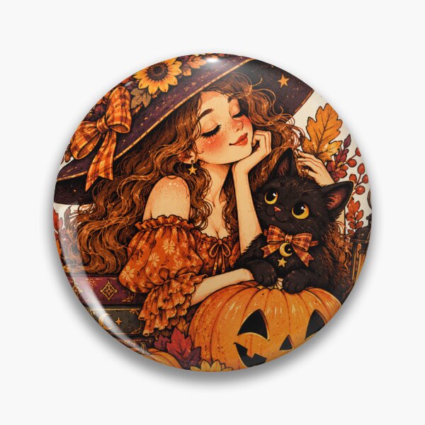 Item preview, Vintage Witch and Black Cat Halloween Sticker designed and sold by PaginaBrew.