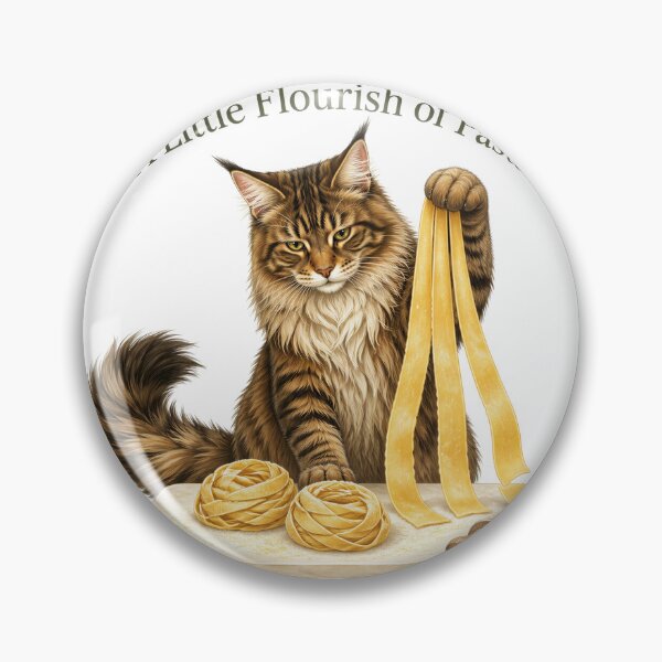 Item preview, Maine Coon Pasta Chef – A Little Flourish of Pasta designed and sold by PurrBloom Studio.