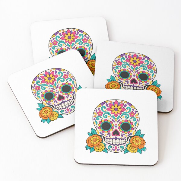 Item preview, Sugar Skull Floral Calavera Marigold Colorful designed and sold by Inkworksbyshery.