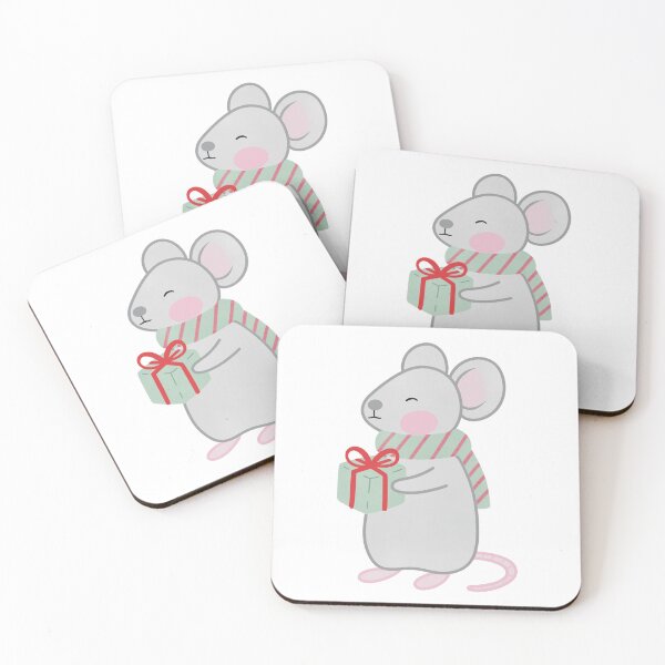Item preview, Cute Christmas Mouse with Scarf and Gift designed and sold by winterpumpkin.