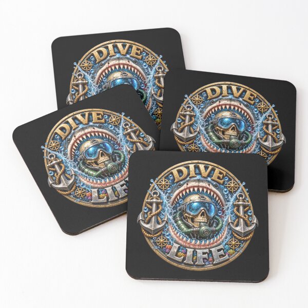 Item preview, Dive Life 2 – Shark Jaws & Scuba Diver Skull Nautical Emblem designed and sold by ArtistWill.