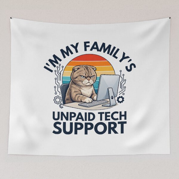 Item preview, I'm My Family's Unpaid Tech Support Funny Computer Cat Lover designed and sold by TAYNAROP.